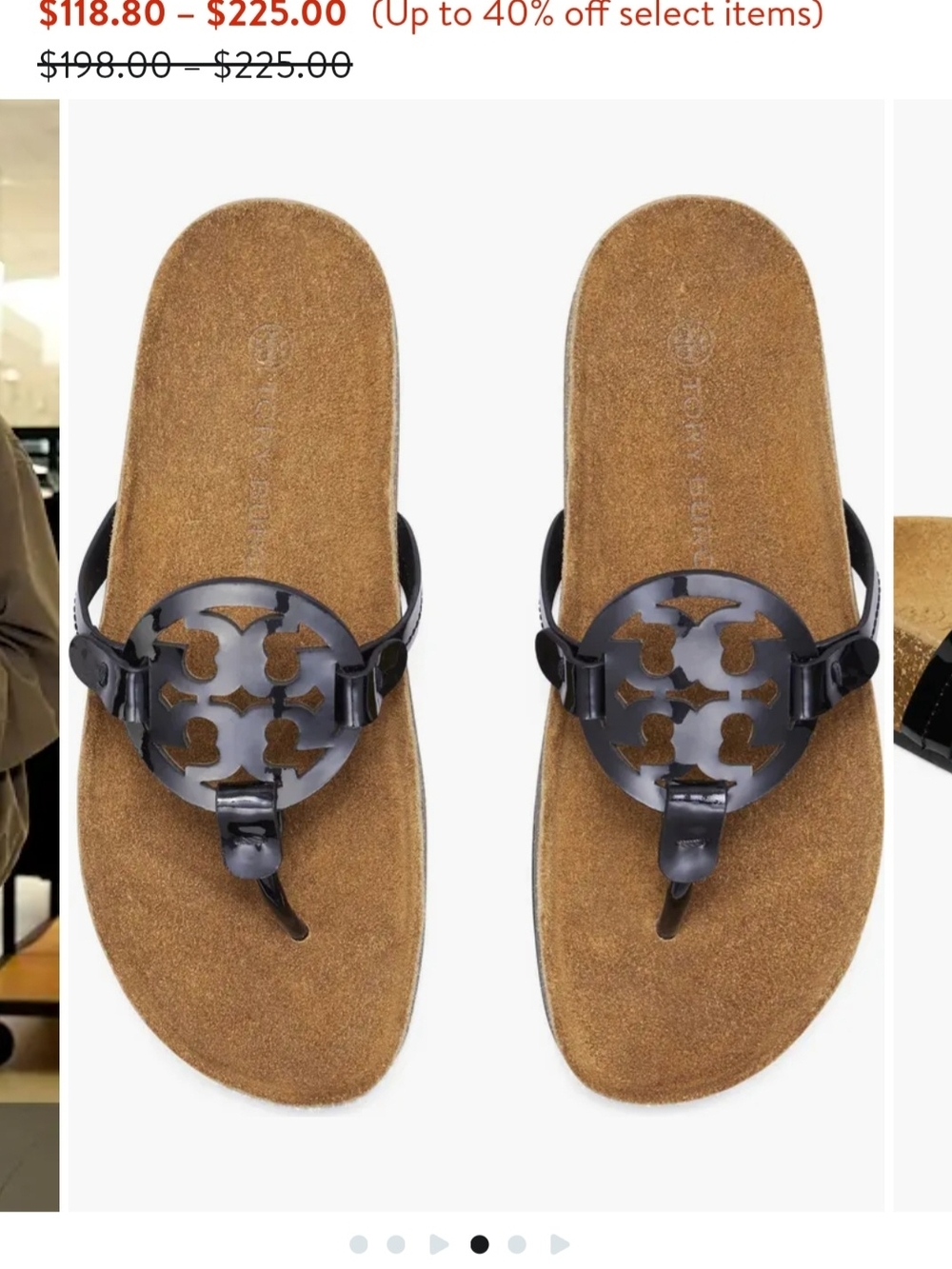 Tory Burch Black Miller Suede-Trim Thong Sandals